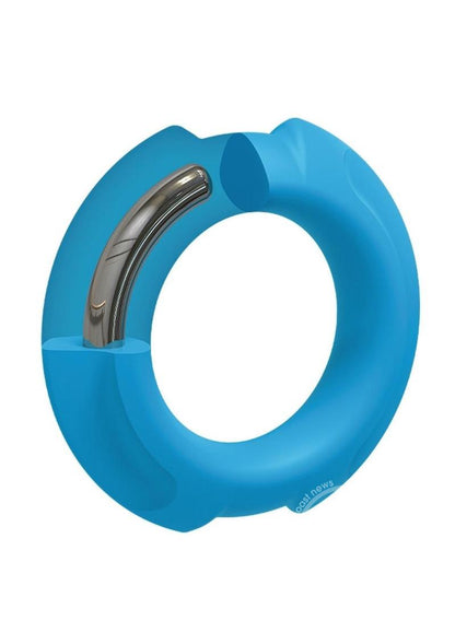 OptiMALE Flexisteel Soft Silicone With Inner Metal Core Cock Ring 35mm - Blue