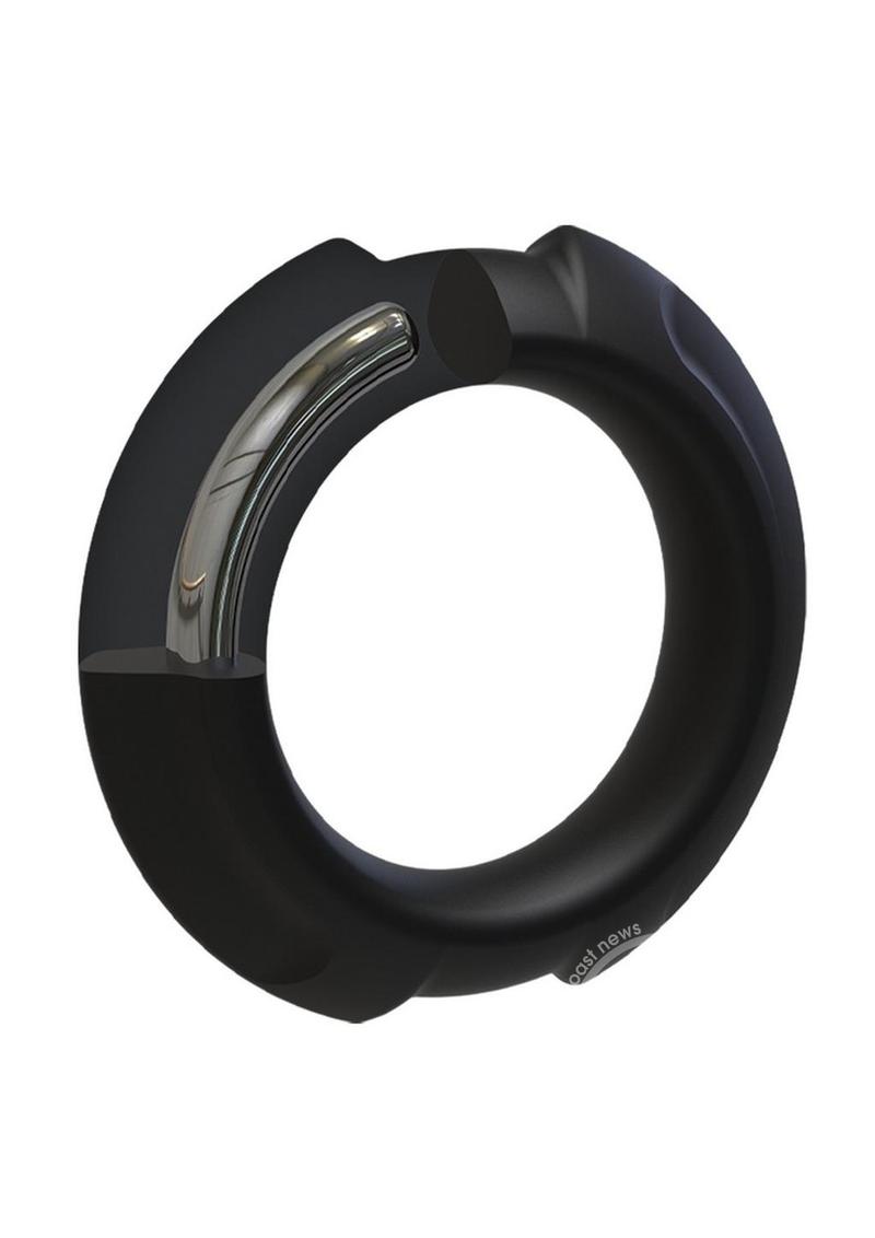 OptiMALE Flexisteel Soft Silicone With Inner Metal Core Cock Ring 43mm- Black