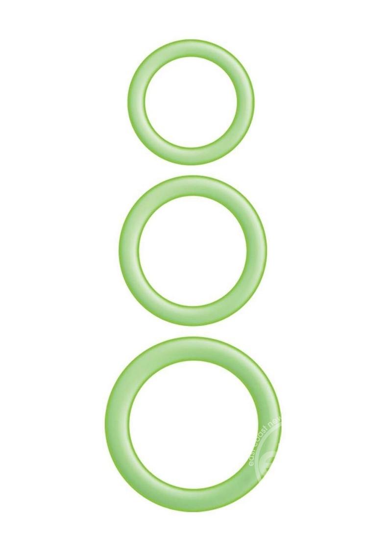 Enhancer Glow Rings Silicone Cockring - Green