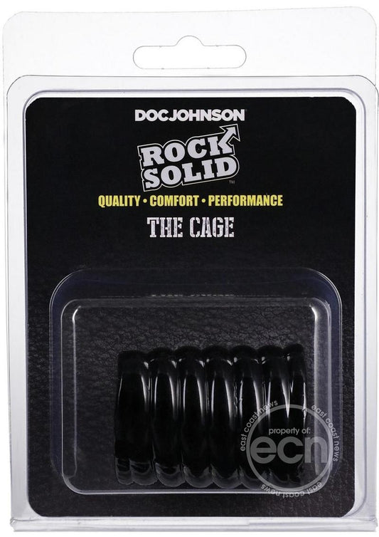 Rock Solid The Cage Textured Cock Ring - Black