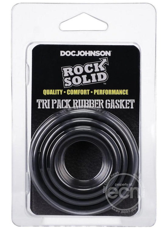 Rock Solid Tri-Pack Rubber Gasket Cock Ring - Black