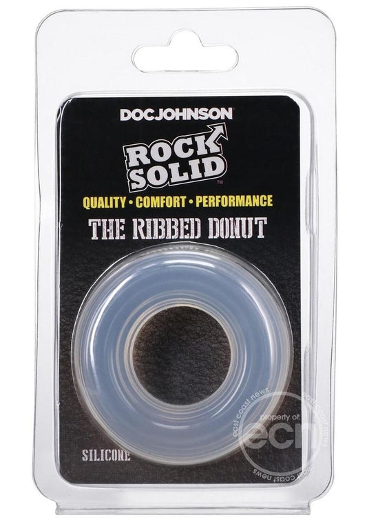 Rock Solid Ribbed Donut Silicone Cock Ring - Clear