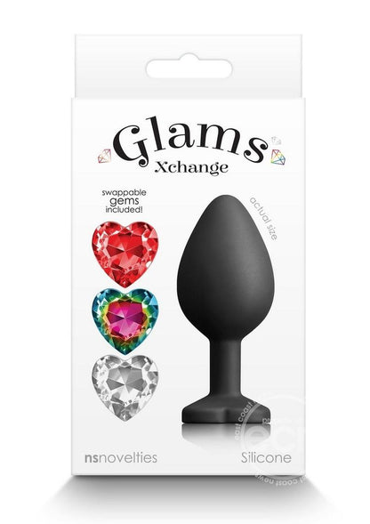 Glams Xchange Heart Silicone Anal Plug - Medium - Black