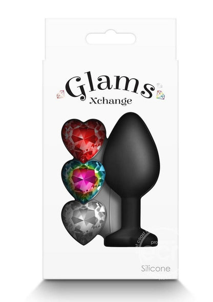 Glams Xchange Heart Silicone Anal Plug - Medium - Black