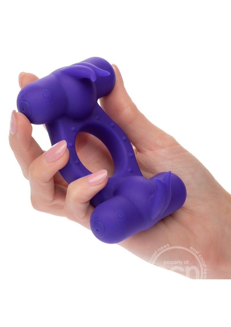 Couple's Enhancers Silicone Rechargeable Triple Orgasm Enhancer - Purple