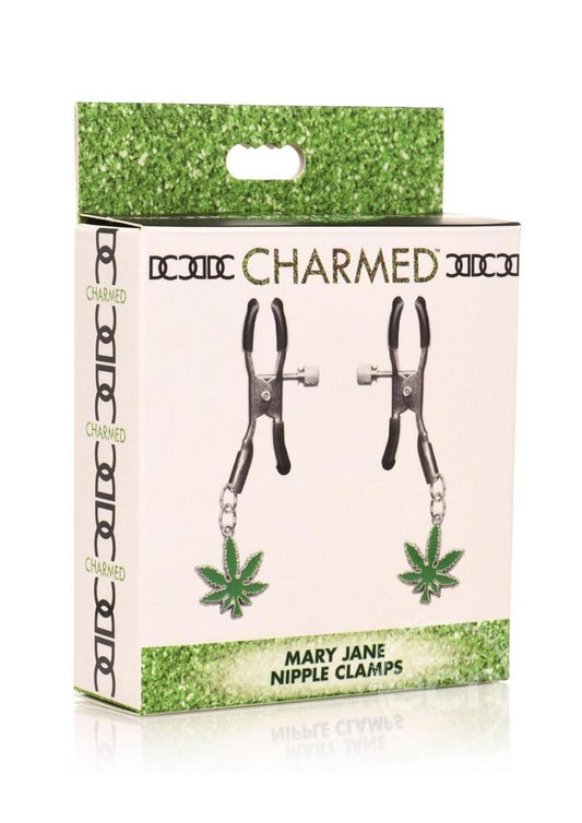 Charmed Mary Jane Nipple Clamps - Green/Silver