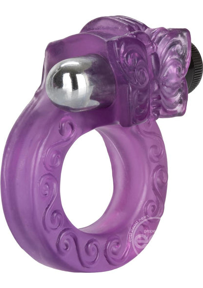 Intimate Butterfly Ring Vibrating Cock Ring with Clitoral Stimulation - Purple