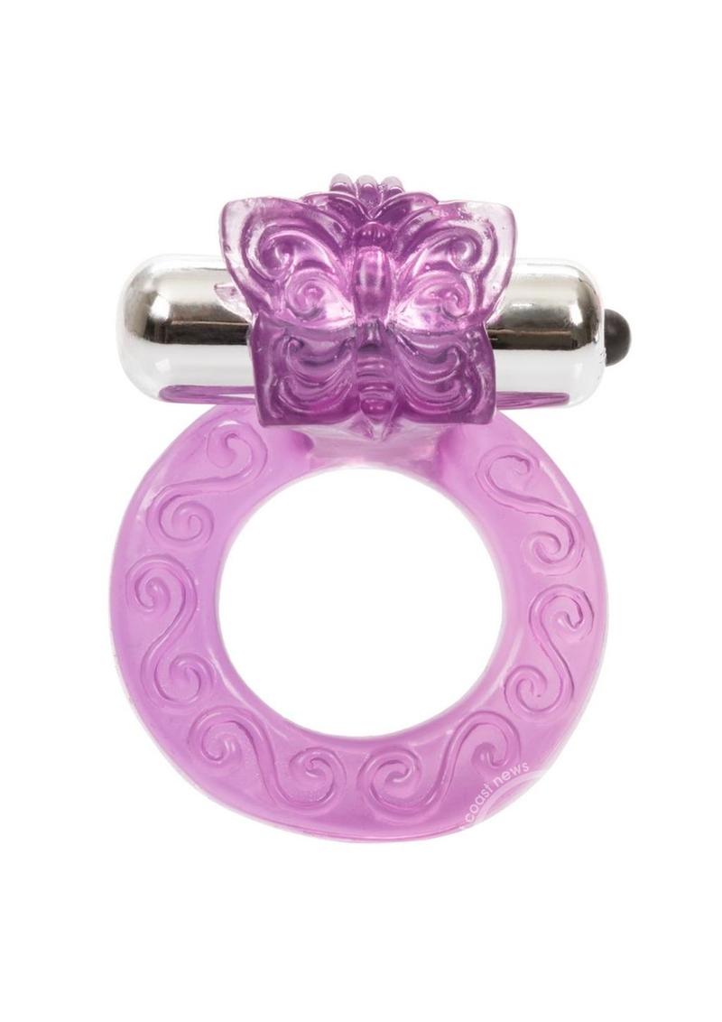 Intimate Butterfly Ring Vibrating Cock Ring with Clitoral Stimulation - Purple