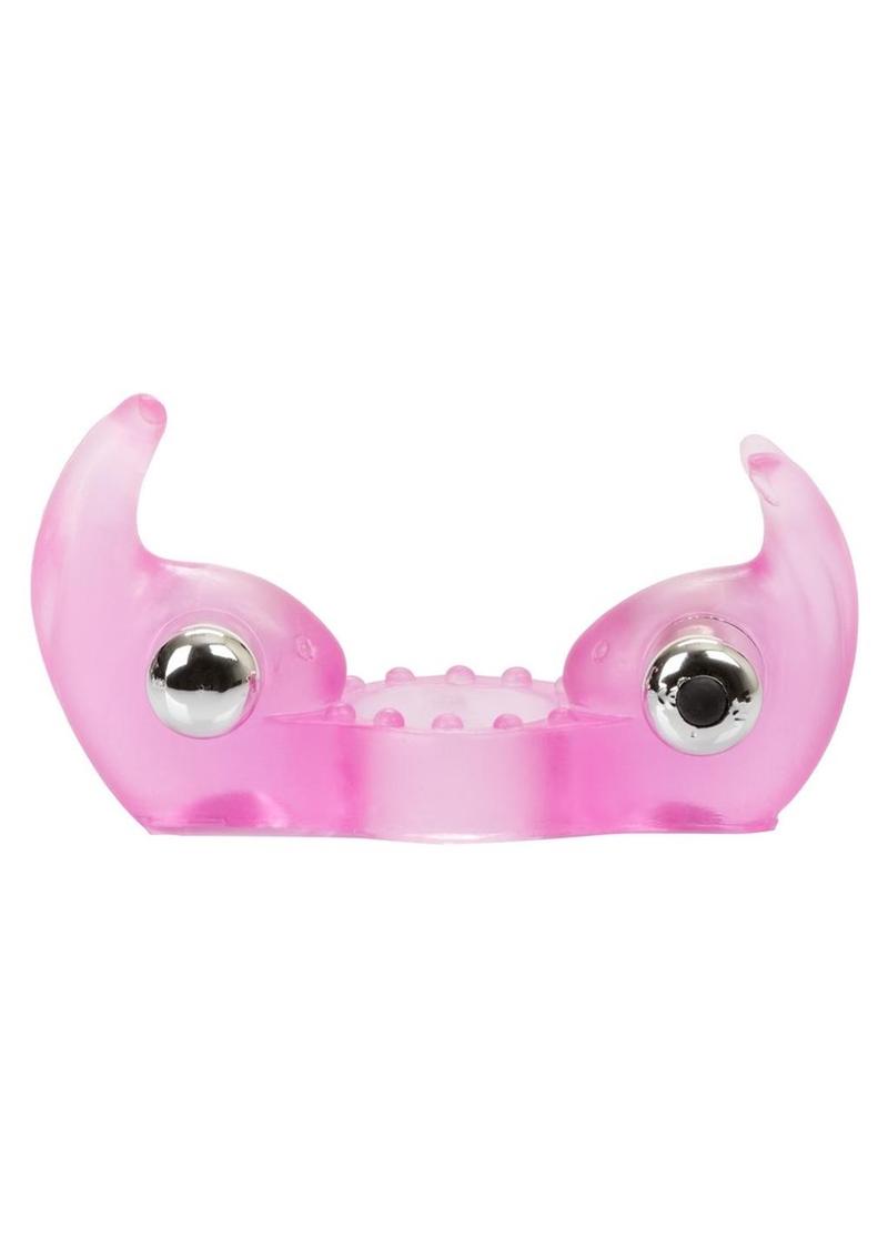 Triple Orgasms Enhancer Vibrating Cock Ring with Clitoral Stimulation - Pink