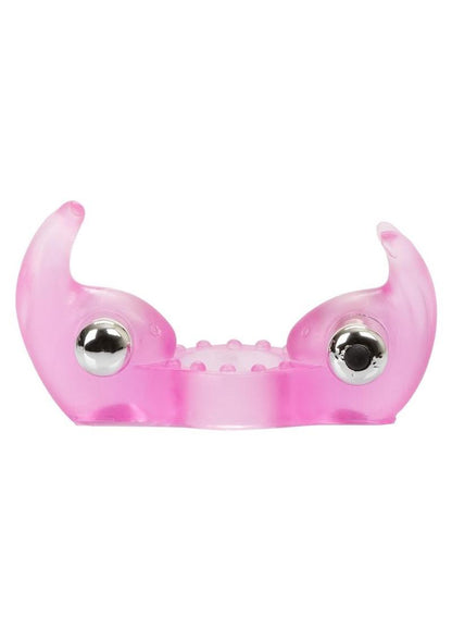 Triple Orgasms Enhancer Vibrating Cock Ring with Clitoral Stimulation - Pink