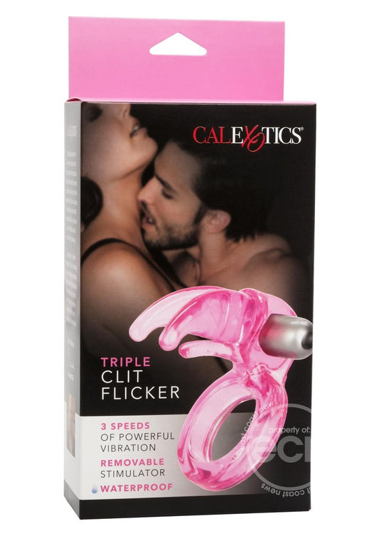 Triple Clit Flicker Cock Ring Red