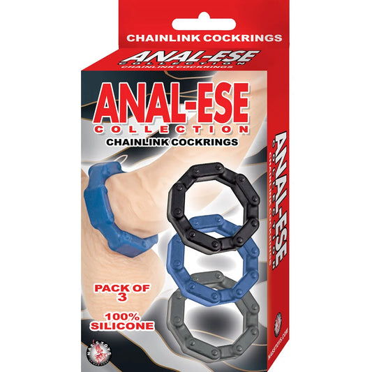 Anal-Ese Collection Chainlink Pack of 3 Silicone Penis Rings