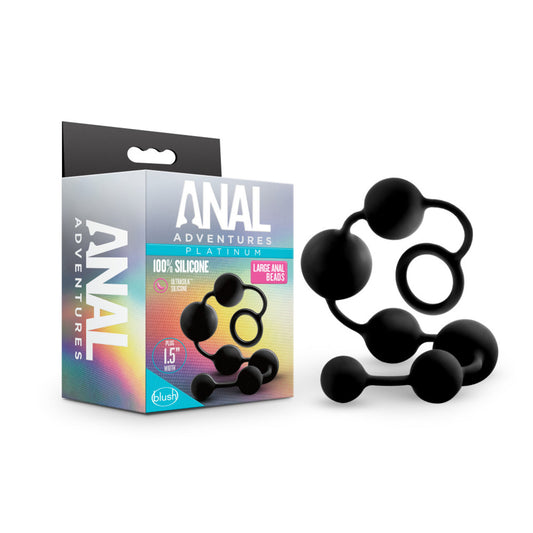 Anal Adventures Platinum - Silicone Large Anal Beads - Black