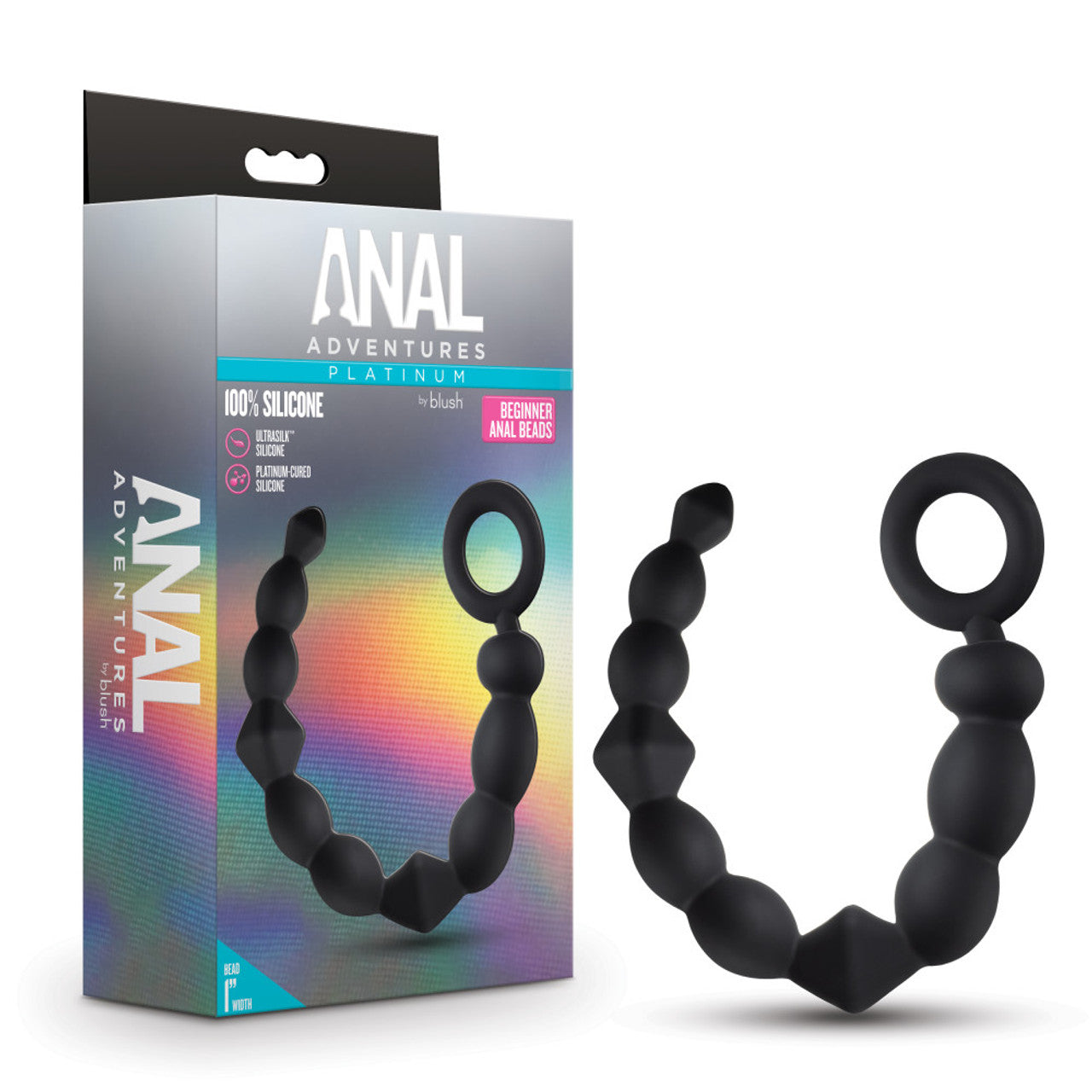 Anal Adventures Platinum - Silicone Beginner Anal Beads - Black