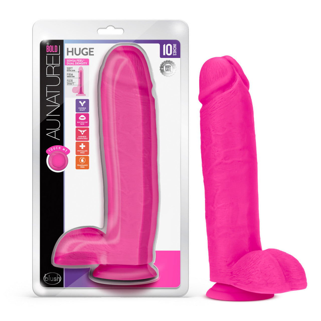 Au Naturel - Bold - Huge - 10" Dildo - Pink