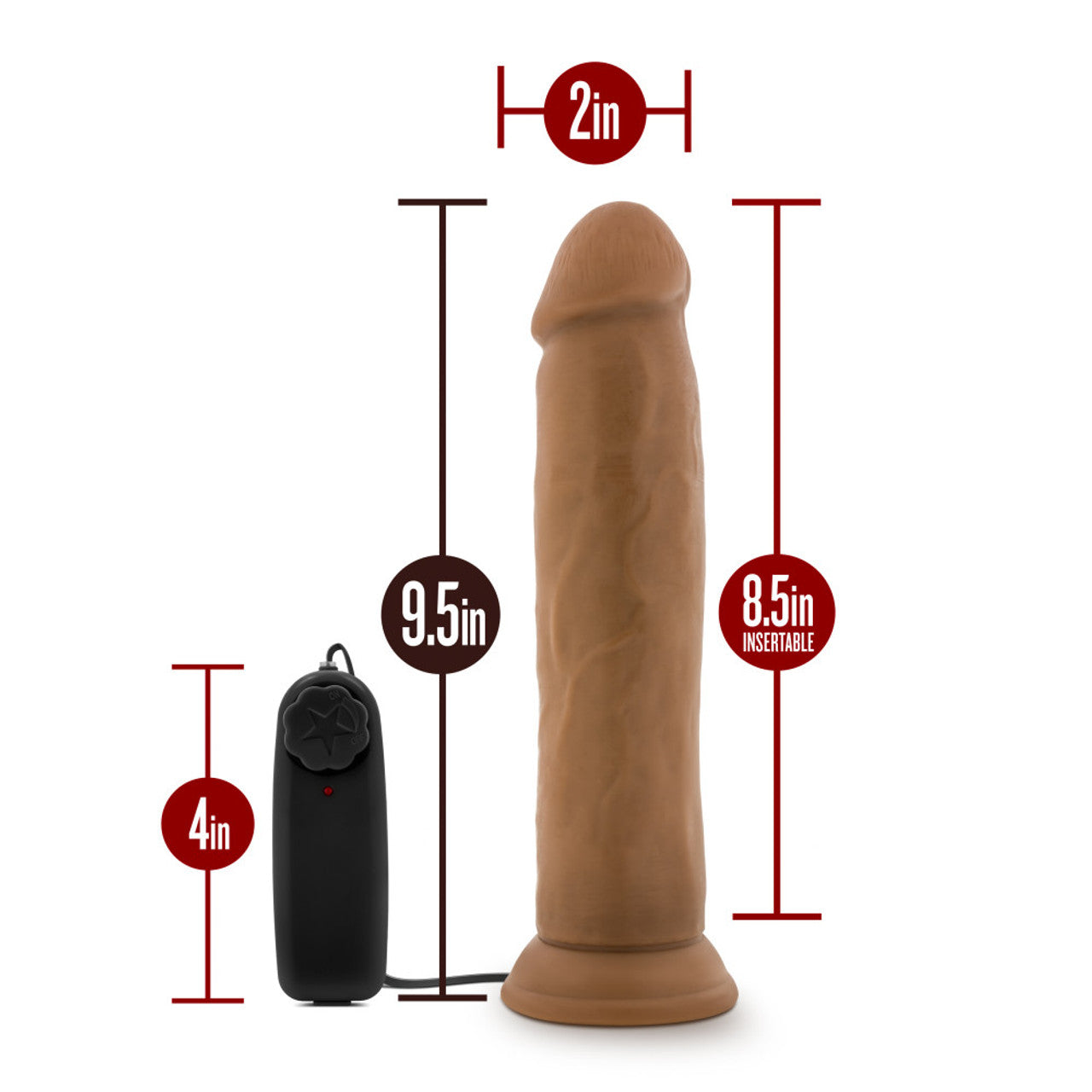 Dr. Skin - Dr. Throb - 9.5 Inch Vibrating Realistic Cock with Suction Cup - Mocha