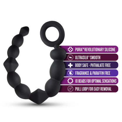 Anal Adventures Platinum - Silicone Beginner Anal Beads - Black