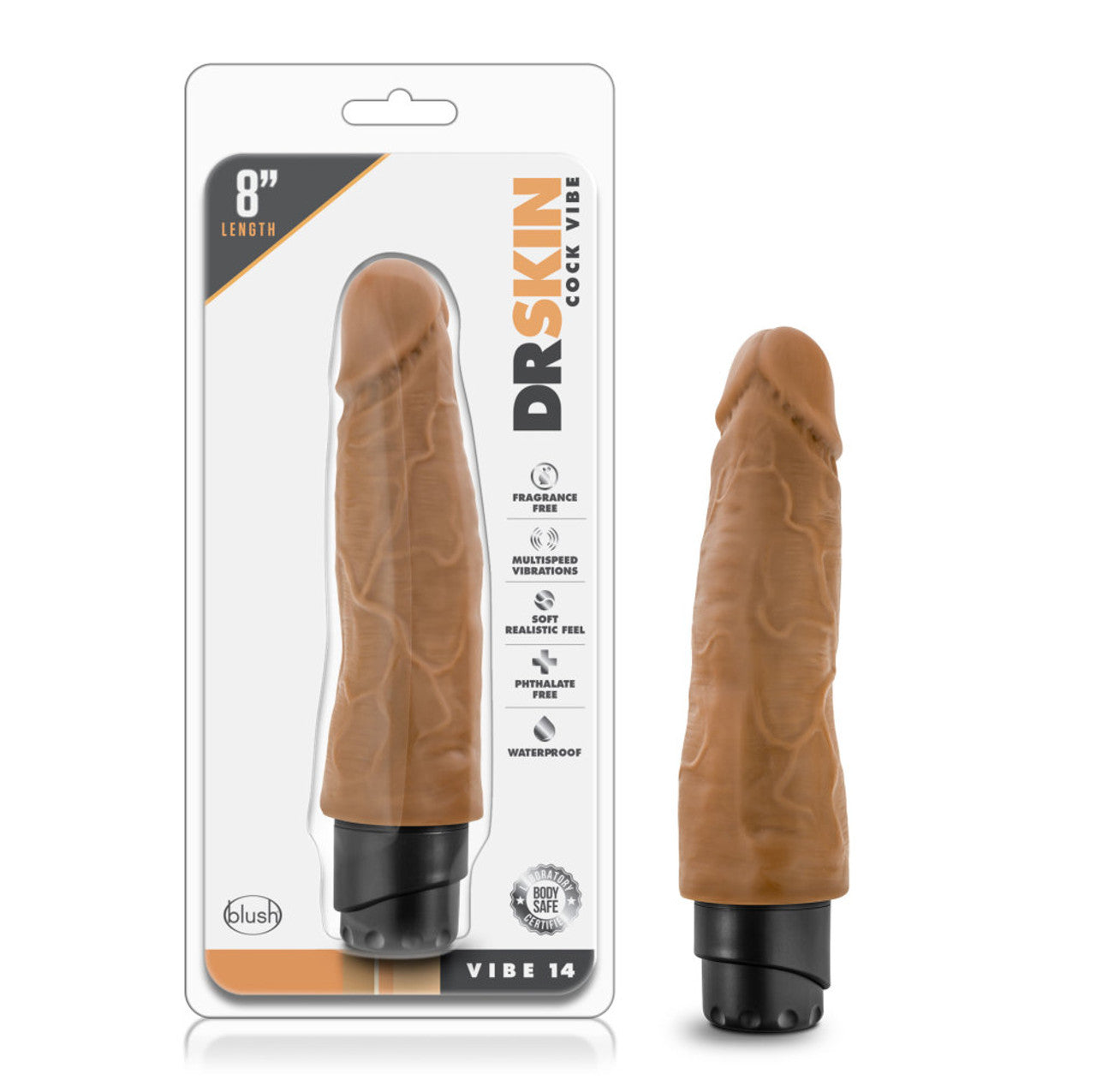 Dr. Skin - Cock Vibe 14 - 8 Inch Vibrating Cock - Mocha