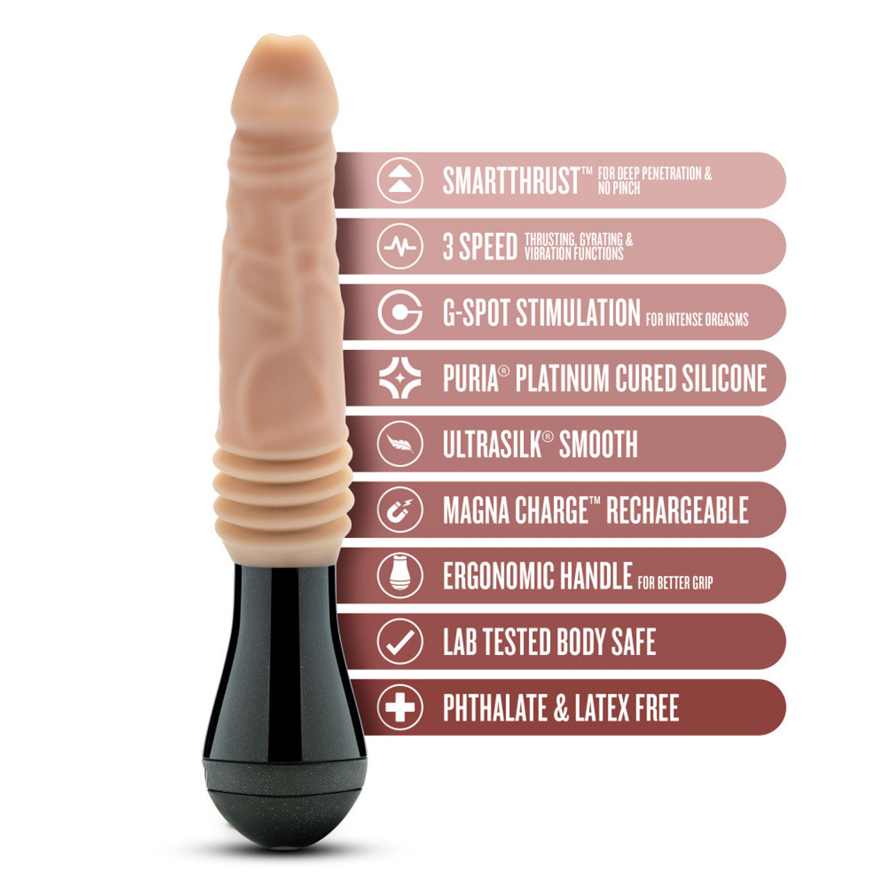 Dr. Skin Silicone - Dr. Knight - Thrusting Gyrating Vibrating Dildo - Beige