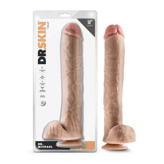 Dr. Skin - Dr. Michael - 14 Inch Dildo with Balls - Beige