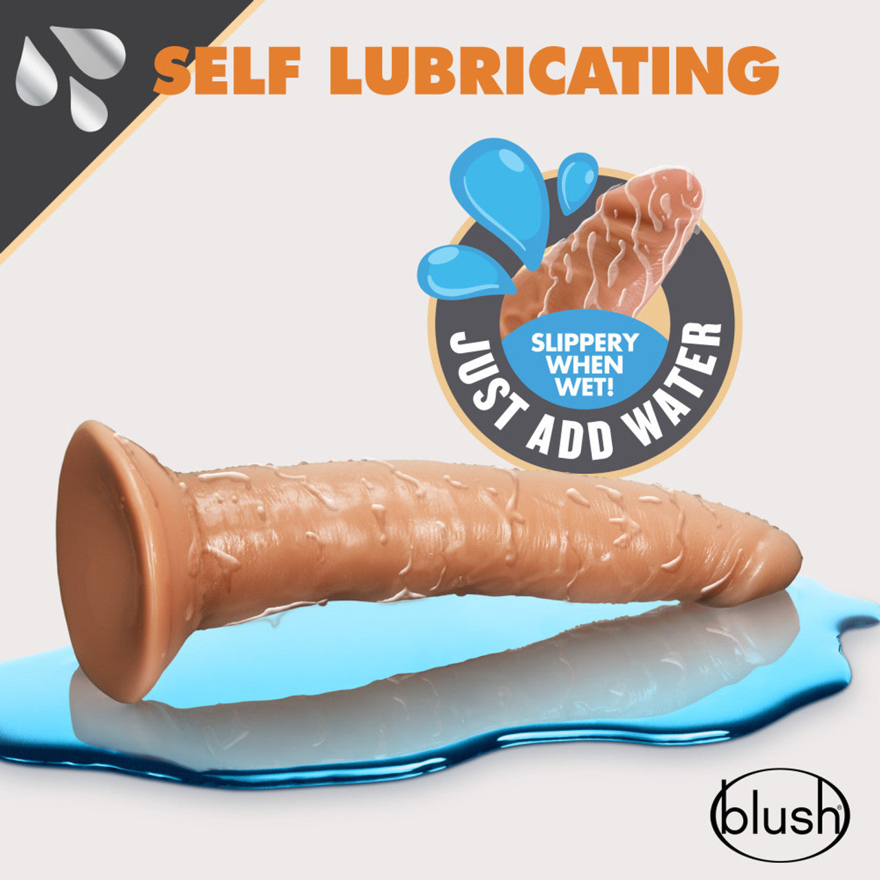 Dr. Skin Glide - 7.5 inch Self Lubricating Dildo - Mocha