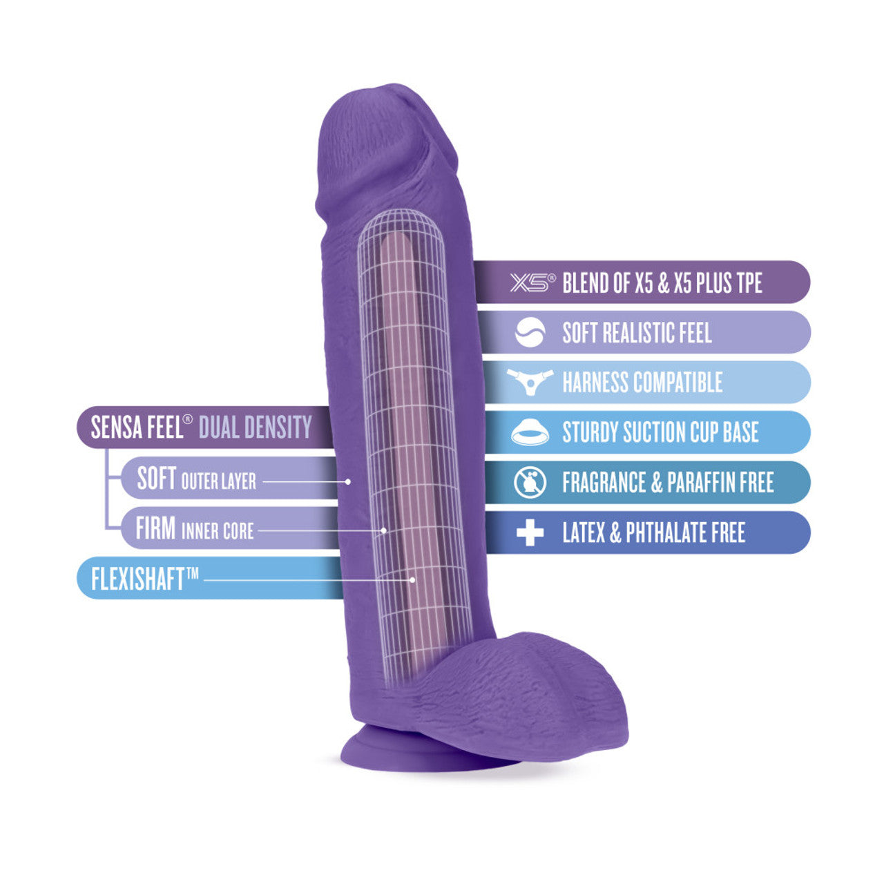 Au Naturel - Bold - Huge - 10" Dildo - Purple