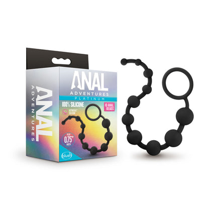 Anal Adventures Platinum - Silicone 10 Anal Beads - Black