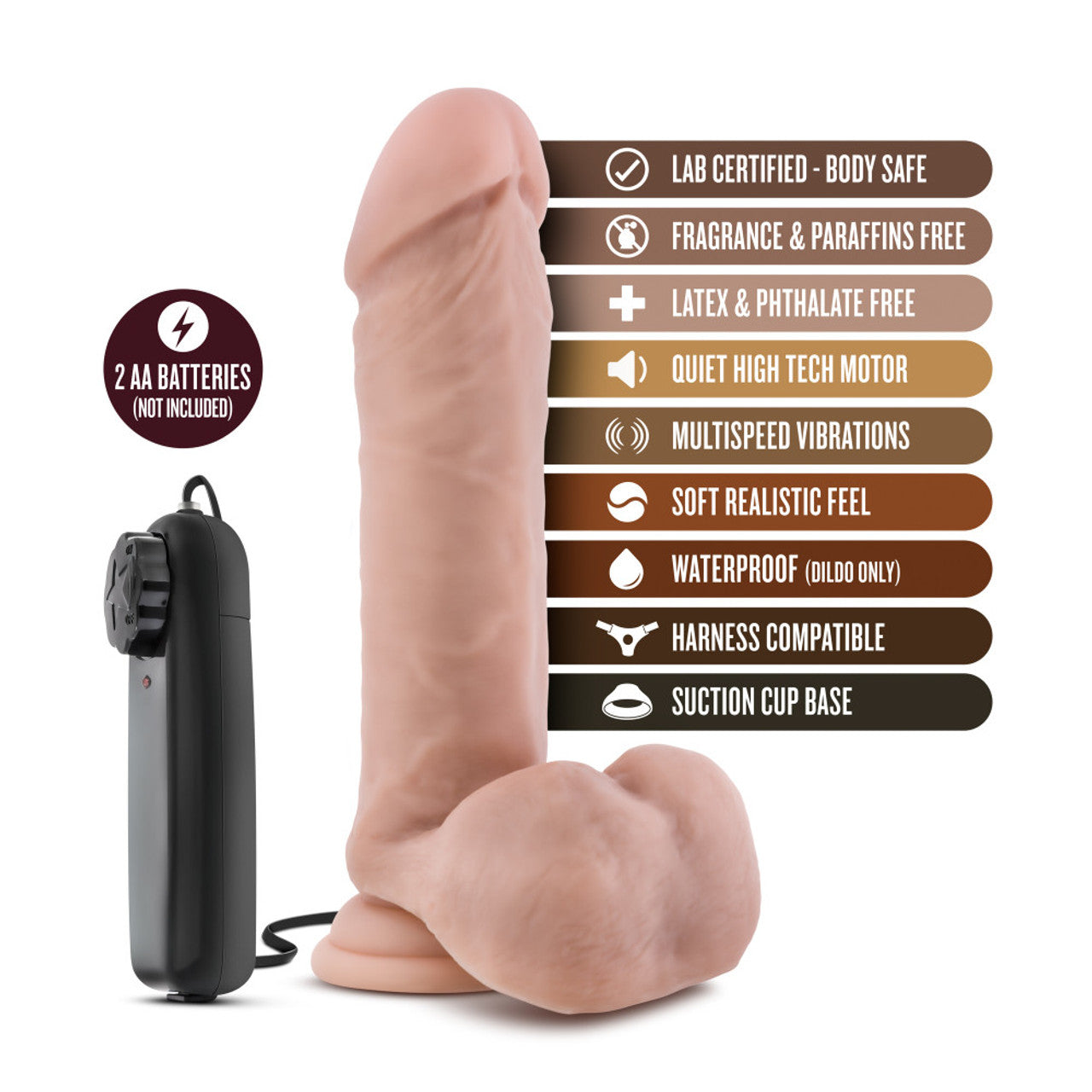 Coverboy - The Goalie - Vibrating 8 Inch Realistic Dildo - Vanilla