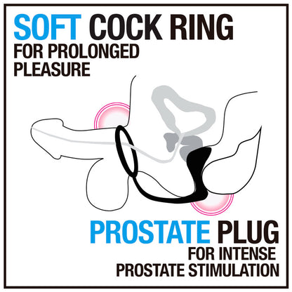 Anal Adventures Platinum - Cock Ring Plug - Black