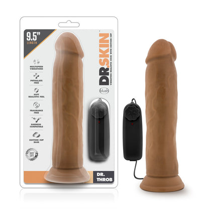 Dr. Skin - Dr. Throb - 9.5 Inch Vibrating Realistic Cock with Suction Cup - Mocha