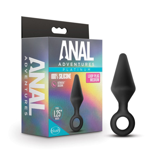 Anal Adventures Platinum - Silicone Loop Plug - Medium - Black