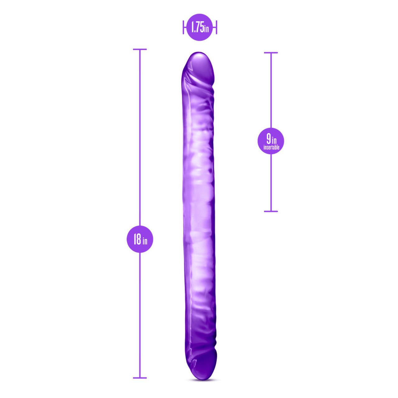 B Yours - 18" Double Dildo - Purple