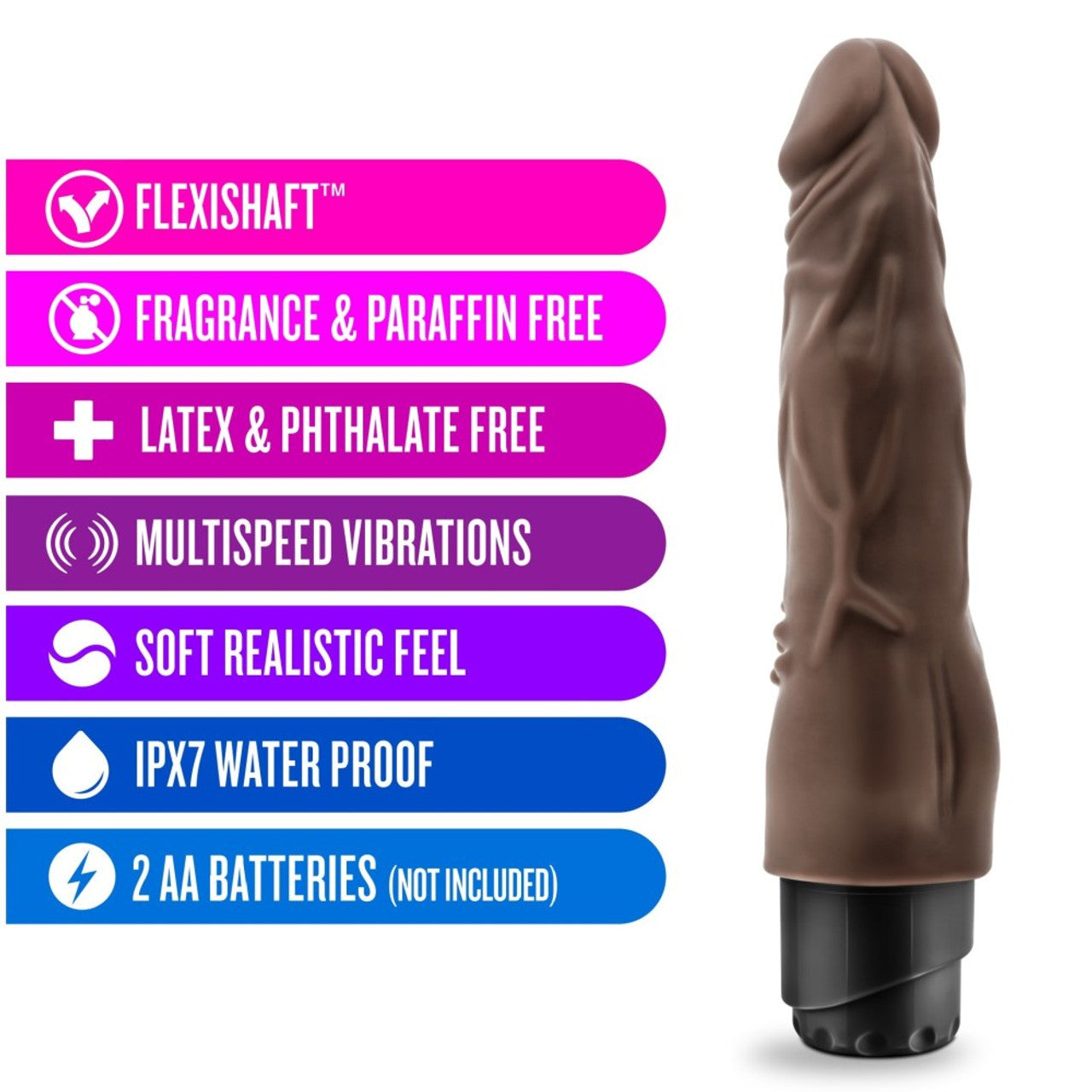 Dr. Skin - Cock Vibe 4 - 8 Inch Vibrating Cock - Chocolate