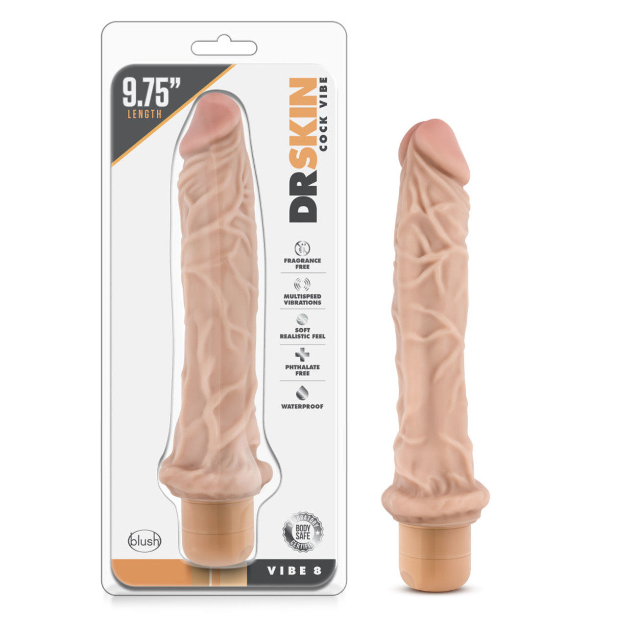 Dr. Skin - Cock Vibe 8 - 9.75 Inch Vibrating Cock - Beige