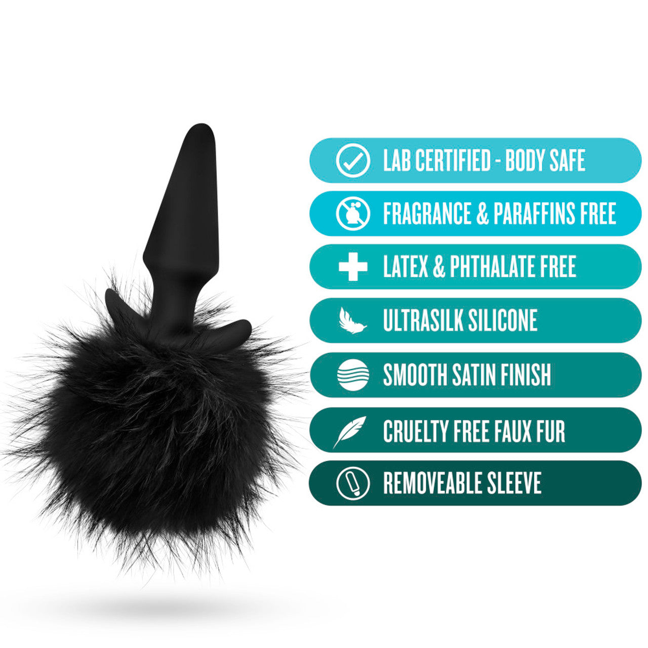 Anal Adventures Platinum - Rabbit Tail Plug - Black