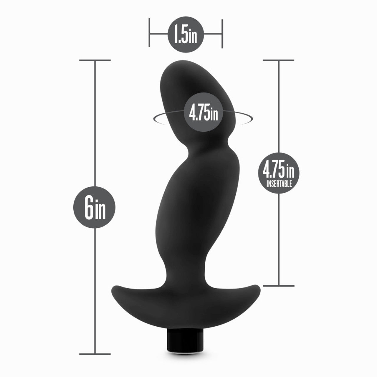 Anal Adventures Platinum - Silicone Vibrating Prostate Massager 04 - Black