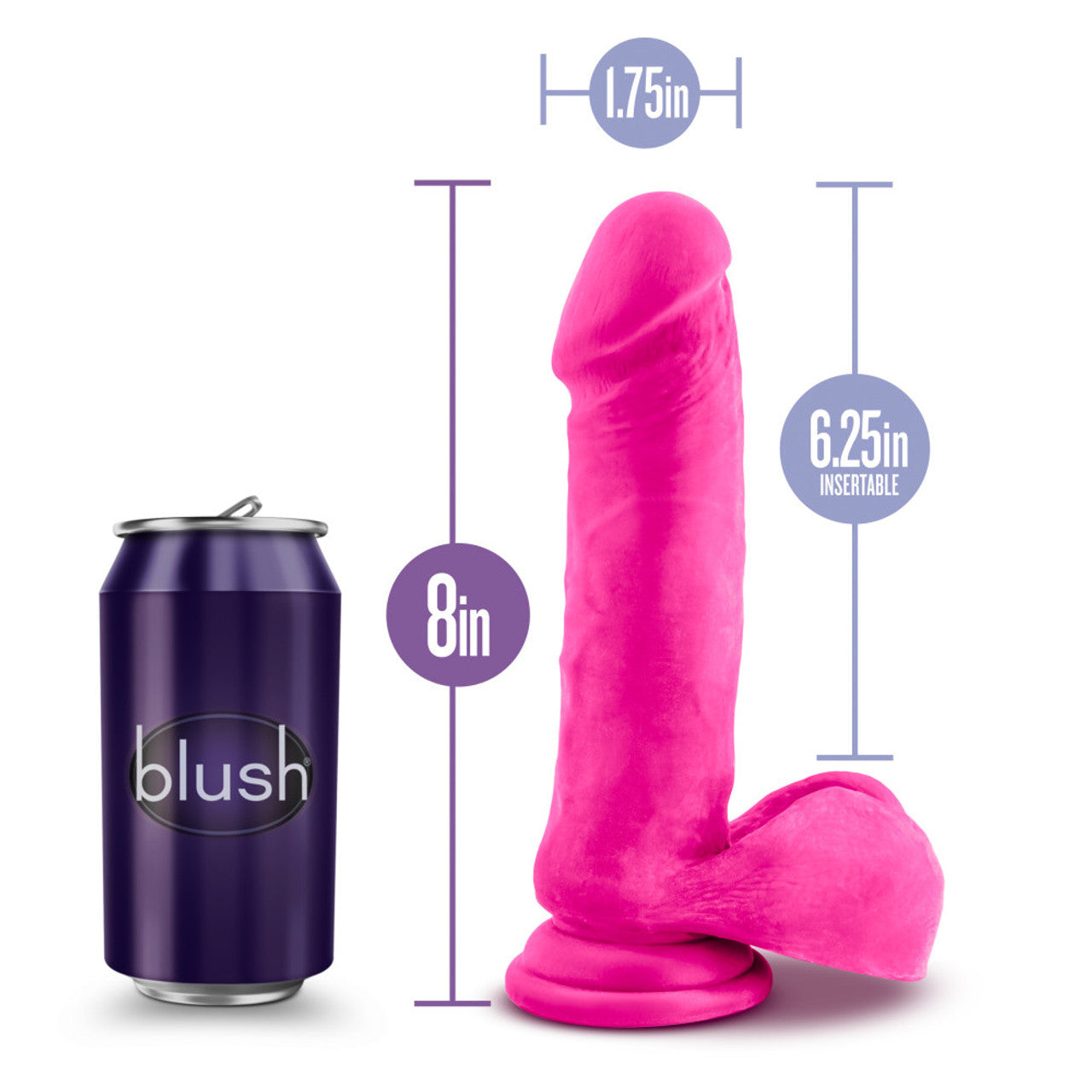 Au Naturel - Bold - Hero - 8 Inch Dildo - Pink